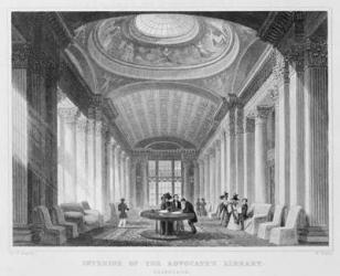 Interior of the Advocate's Library, Edinburgh, engraved by William Watkins, 1831 (engraving) (b/w photo) | Obraz na stenu