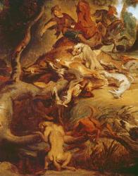 Detail of The Wild Boar Hunt, after a painting by Rubens, c.1840-50 (oil on canvas) (see 203232) | Obraz na stenu