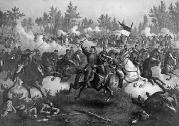 The Battle of Cedar Creek, Oct. 19th, 1864, pub. by Kurz & Allison, Chicago, 1890 (engraving) (b/w photo) | Obraz na stenu