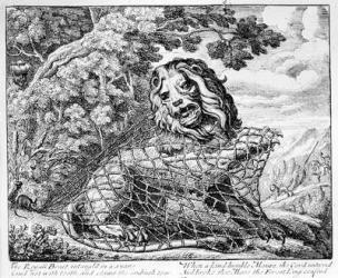 The Lion and the Mouse, illustration to 'Aesop's Fables', 1687 (etching) | Obraz na stenu