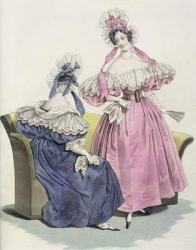 Fashion plate from, 'Le Follet Courrier des Salons Modes', 1832 (colour litho) | Obraz na stenu