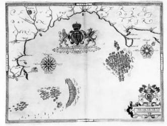 Map No.5 Showing the route of the Armada fleet, engraved by Augustine Ryther, 1588 (engraving) (b/w photo) | Obraz na stenu