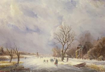 Winter Canal Scene, 19th century | Obraz na stenu