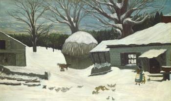 New England Farm in Winter, c.1850 (oil on canvas) | Obraz na stenu
