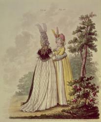 Walking dresses from N. Heideloff's `Gallery of Fashion', 1796 (aquatint) | Obraz na stenu