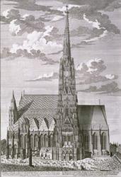 View of St. Stephan's Cathedral, Vienna engraved by George-Daniel Heumann (1691-1759) (engraving) | Obraz na stenu