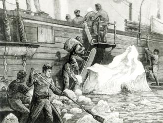 The Arctic Expedition Watering from an Iceberg, from 'The Graphic', 11th September 1875 (engraving) (b/w photo) | Obraz na stenu