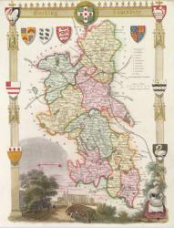 Buckinghamshire with illustrations of Eton College Chapel (hand coloured engraving) | Obraz na stenu