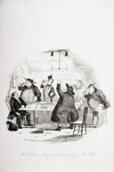 Mr. Weller and his friends drinking to Mr. Pell, illustration from `The Pickwick Papers' by Charles Dickens (1812-70) published 1837 (litho) | Obraz na stenu