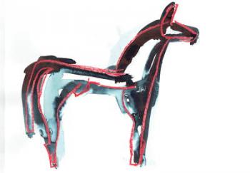 Horse III, 2016, (oil pastel & fabric dye on paper) | Obraz na stenu