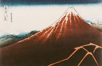 Fuji above the Lightning', from the series '36 Views of Mt. Fuji' ('Fugaku sanjurokkei') (coloured woodblock print) (see also 65991) | Obraz na stenu