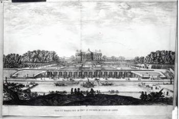 Perspective View of the garden facade of the Chateau of Vaux-le-Vicomte (engraving) (b/w photo) | Obraz na stenu