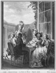 The whist party, engraved by Jean Dambrun (1741-after 1808) 1783 (engraving) (b/w photo) | Obraz na stenu