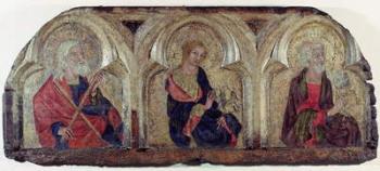 St. Andrew, St, John the Evangelist and St. Peter, from the left panel of the Roudnice Predella, c.1340 (tempera on panel) | Obraz na stenu