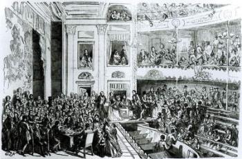 'Total Abstainers' Meeting in Sadler's Wells Theatre (engraving) (b/w photo) | Obraz na stenu
