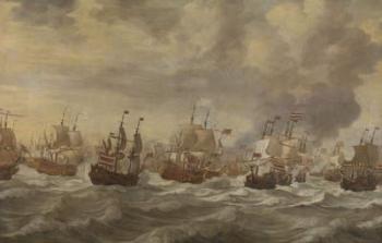 Episode from the Four Days' Naval Battle of June 1666 (oil on canvas) | Obraz na stenu