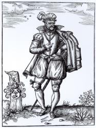 A Tudor Gentleman (woodcut) (b/w photo) | Obraz na stenu