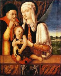 The Holy Family (coat of arms of Barbara de Brandeboug, Duchess of Mantua), c.1450-60 (oil on wood) | Obraz na stenu