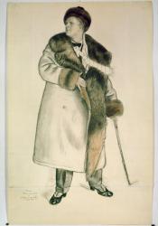 Portrait of the Opera Singer Feodor Ivanovich Chaliapin (1873-1938) 1920-21 (charcoal & w/c on paper) | Obraz na stenu