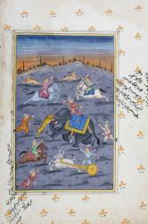 Hunting scene, Rajasthani miniature painting (w/c on paper) | Obraz na stenu