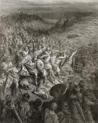 Godfrey's soldiers drive through the Muslim Army, illustration from 'Bibliotheque des Croisades' by J-F. Michaud, 1877 (litho) | Obraz na stenu