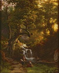 The Wooded Stream (fishing), 19th century | Obraz na stenu