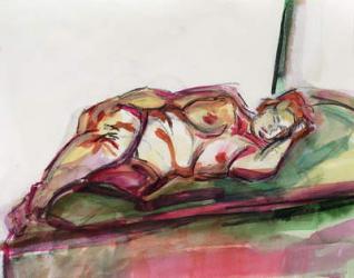 Fat Sleeping Nude, 2015, (watercolour) | Obraz na stenu