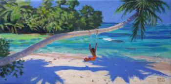 Girl on a swing,Seychelles,2015,(oil on canvas) | Obraz na stenu