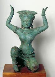 Kneeling feminine figure used to support a mirror, from Angkor Thom (bronze) | Obraz na stenu