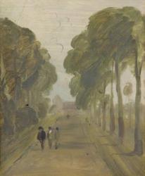 Avenue of Trees with Figures, previously attributed to J.M.W. Turner (1775-1851) and also attributed to Peter de Wint (1784-1849), 1805-10 (oil on paper) | Obraz na stenu