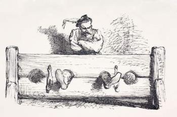 A man in stocks, from 'The Illustrated Library Shakespeare', published London 1890 (litho) | Obraz na stenu