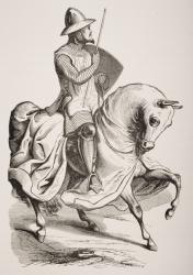 Knight in Battledress, after a miniature in a 12th century Psalter, from 'Le Moyen Age et La Renaissance' by Paul Lacroix (1806-84) published 1847 (litho) | Obraz na stenu