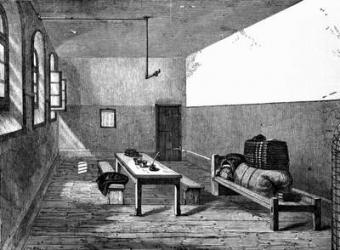 Condemned Cell Newgate (engraving) (b/w photo) | Obraz na stenu