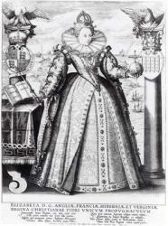 Queen Elizabeth I (1533-1603) 1596 (engraving) (b/w photo) | Obraz na stenu