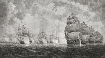 The Battle of Pulo Aura, 1804, from 'A Short History of the English People' by J. R. Green, published 1893 (litho) | Obraz na stenu