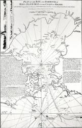 Plan of the Bay and Harbour of Rio de Janeiro on the coast of Brazil, 179 (litho) (b/w photo) (b/w photo) | Obraz na stenu