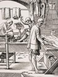 Tailor, reproduction of a woodcut by Jost Amman (1539-91) from 'Le Moyen Age et La Renaissance' by Paul Lacroix (1806-84) published 1847 (litho) | Obraz na stenu