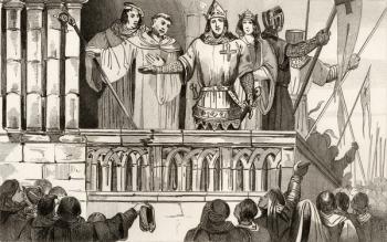 Louis VII (1120-80) the Young raises support for the Second Crusade in 1144, from 'Histoire de France' by Colart, published c.1840 (engraving) | Obraz na stenu