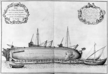 Outside of a vessel lying on its hull, illustration from the 'Atlas de Colbert', plate 41 (pencil & w/c on paper) | Obraz na stenu