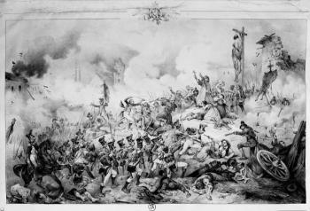 The Siege and capture of Saragossa, 1809 (litho) (b/w photo) | Obraz na stenu