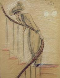 The Staircase (crayon on paper) | Obraz na stenu