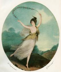 Mademoiselle Parisot, c. 1775  after 1837. French opera singer and ballet dancer. After the painting by John James Masquerier. From Illustrierte Sittengeschichte vom Mittelalter bis zur Gegenwart by Eduard Fuchs, published 1912. | Obraz na stenu