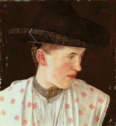 Head of a Peasant Girl, c.1880 (oil on panel) | Obraz na stenu