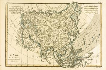 Asia, from 'Atlas de Toutes les Parties Connues du Globe Terrestre' by Guillaume Raynal (1713-96) published Geneva, 1780 (coloured engraving) | Obraz na stenu