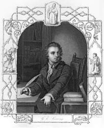 Gotthold Ephraim Lessing (1729-1781) engraved by Albert Henry Payne (1812-1902) (engraving) (b&w photo) | Obraz na stenu