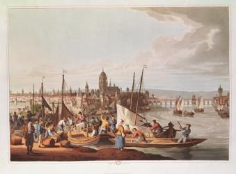 View of Frankfurt, 1814 (coloured engraving) | Obraz na stenu