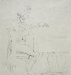 Frederic Chopin (1810-49) at the Grand Piano (pencil on paper) | Obraz na stenu