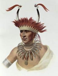 Chon-Mon-I-Case or 'L'Ietan', an Oto Half-chief, 1821, illustration from 'The Indian Tribes of North America, Vol.1', by Thomas L. McKenney and James Hall, pub. by John Grant (colour litho) | Obraz na stenu