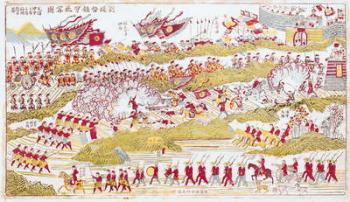 Liou Repelling the French at Bach Ninh during the Franco-Chinese War of 1885, 1885-89 (coloured engraving) | Obraz na stenu