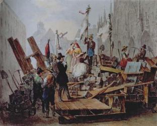 Barricades in the Stephansplatz, Vienna, 1848 (oil on canvas) | Obraz na stenu